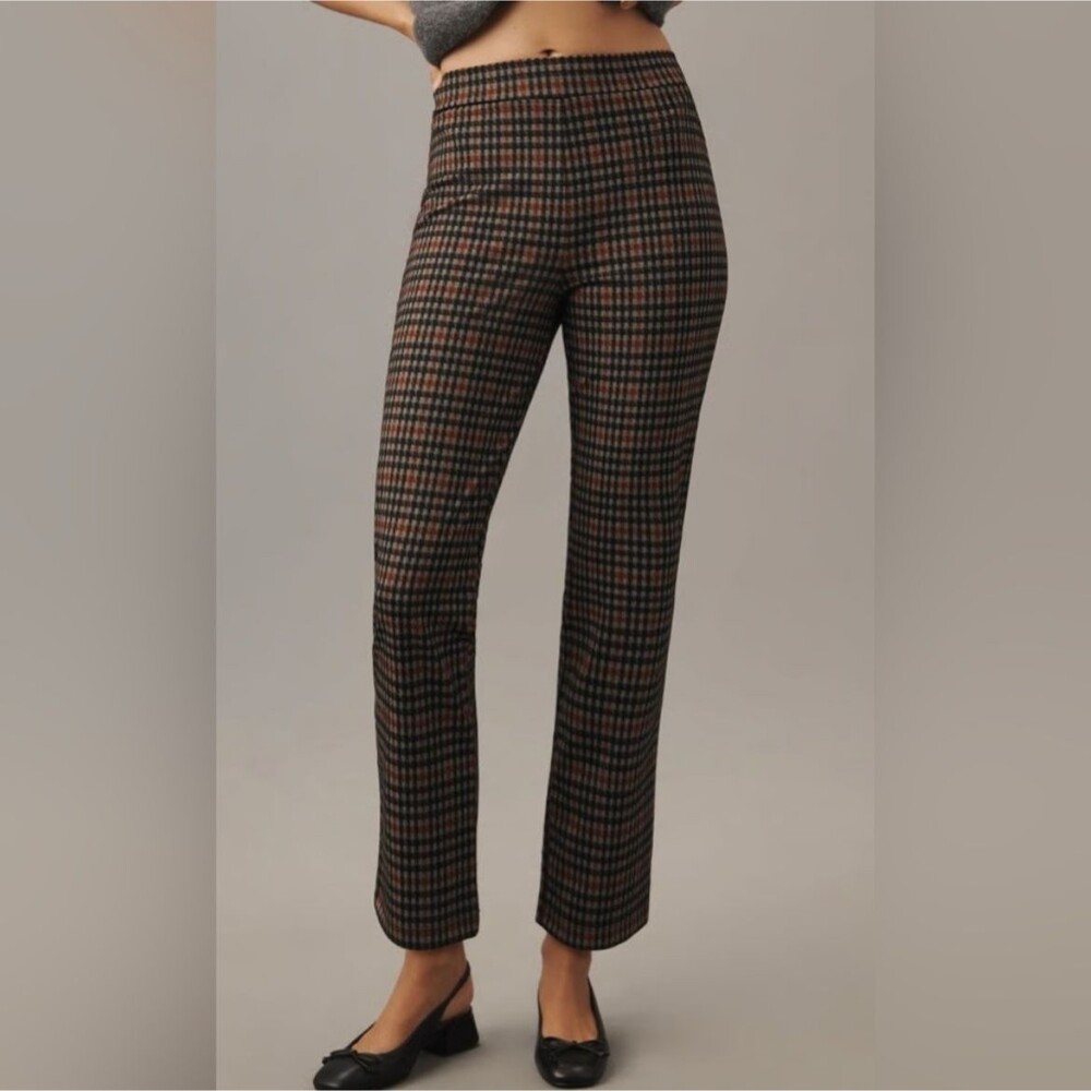 NWT Anthropologie Sanctuary Carnaby Kick Flare Cropped Pants Plaid Black Red XL
